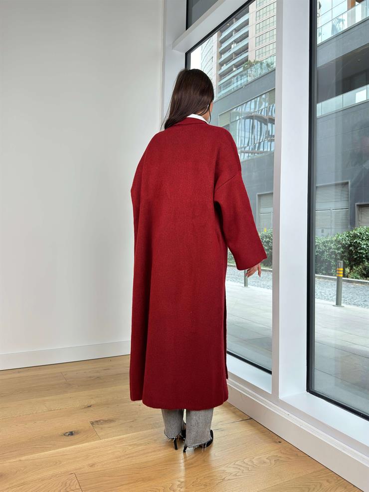 Kolları Bol Alens Kadın Bordo Salaş Triko Hırka 24k000176