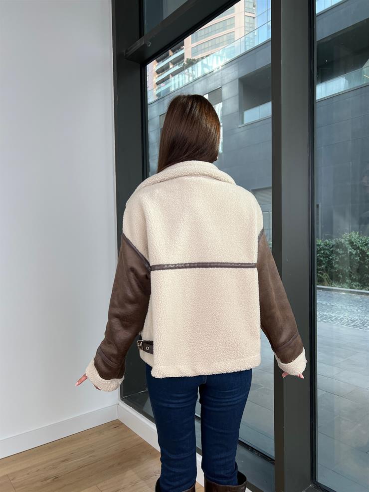 Vegan Kürk Aksesuar Detaylı Anátema Kadın Kahve Mont 24k000139