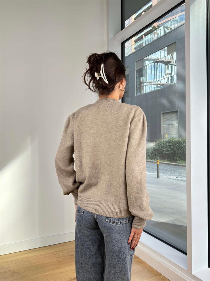 Askılı Crop Düğme Kapamalı Hırka Andlit Vizon Kadın İkili Hırka Takım 25K248