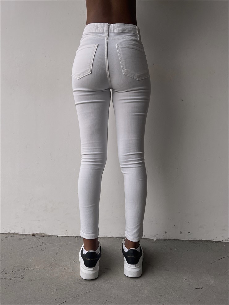 Yanları Cepli Ansley Kadın Beyaz Jean 22K000560