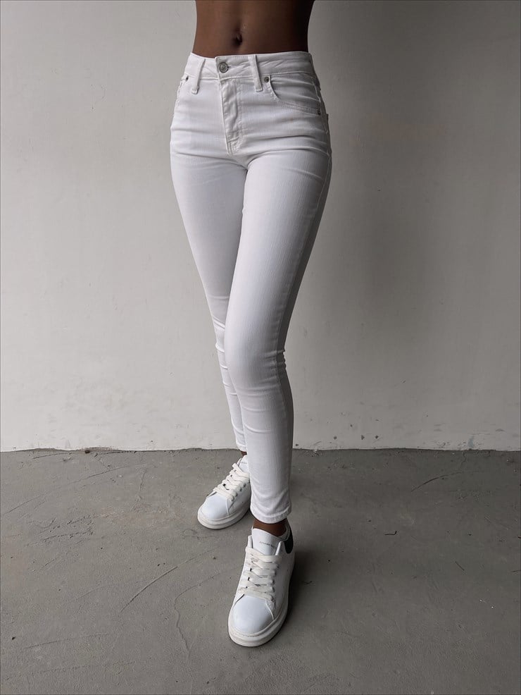Yanları Cepli Ansley Kadın Beyaz Jean 22K000560