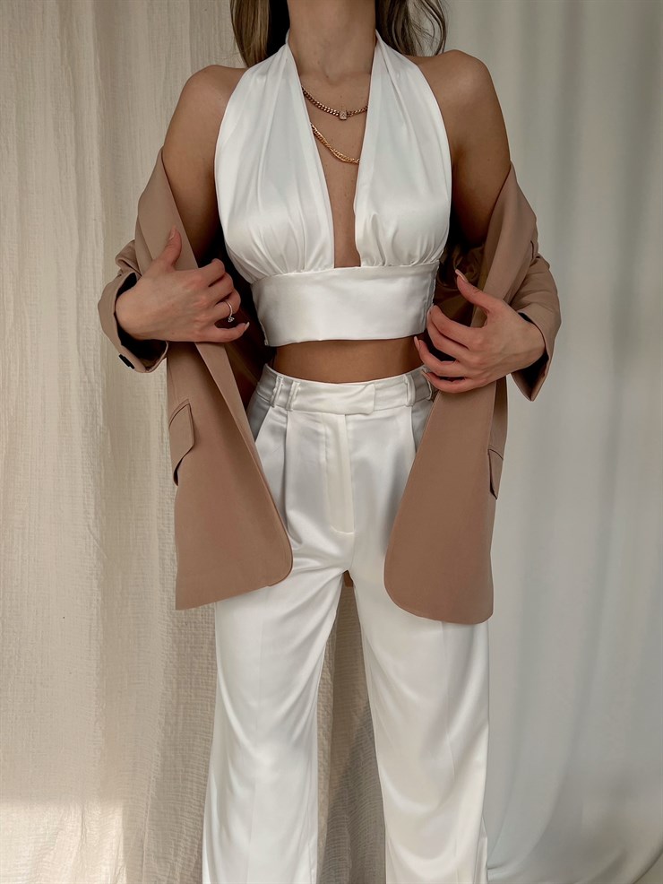 Arkadan Yırtmaçlı Damaris Kadın Camel Blazer Ceket 22Y000022