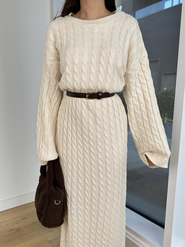 Geniş Kol Örgü Detay Arnas Taş Kadın Triko Elbise 25K228