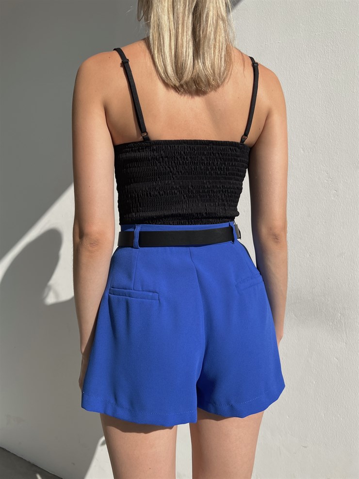 Ayarlanabilir Askılı Gipeli Göğüs Çevresi Taşlı Augere Kadın Siyah Bluz 22Y000450