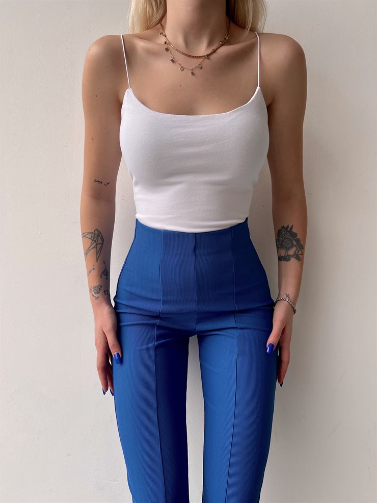 Basıc İp Askılı Kadın Beyaz Crop Atlet 20Y000165