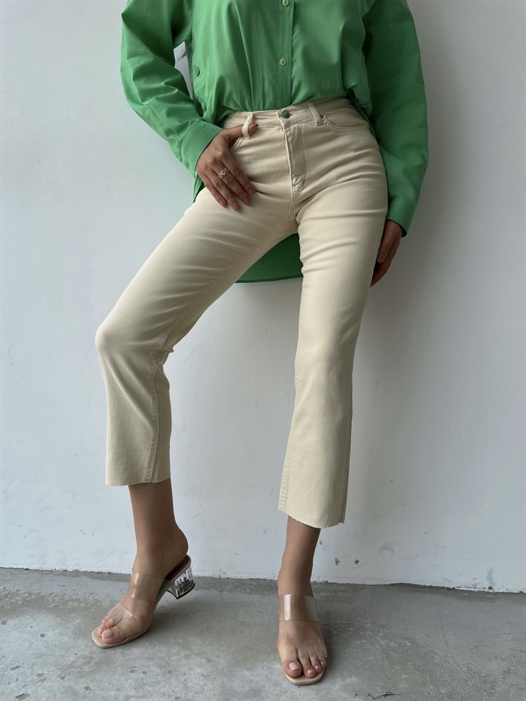 Basıc Yüksek Bel Lupus Kadın Bej Renk Mom Jean 22Y000350