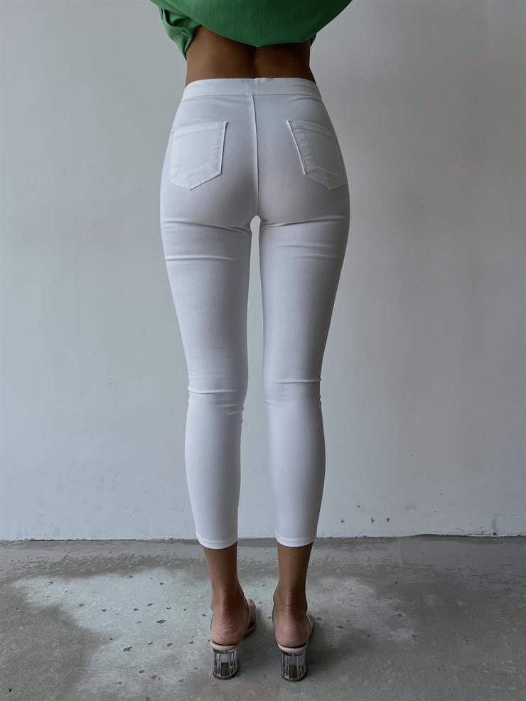 Basıc Yüksek Bel Toparlayıcı Kadın Beyaz Pantolon 20Y000110