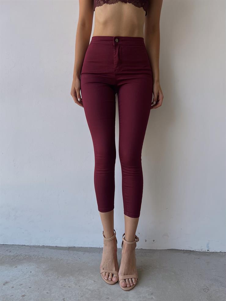 Basıc Yüksek Bel Toparlayıcı Kadın Kırmızı Pantolon 20Y000110