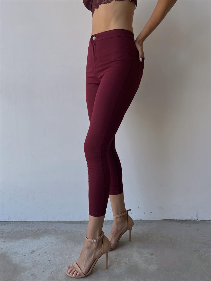 Basıc Yüksek Bel Toparlayıcı Kadın Kırmızı Pantolon 20Y000110