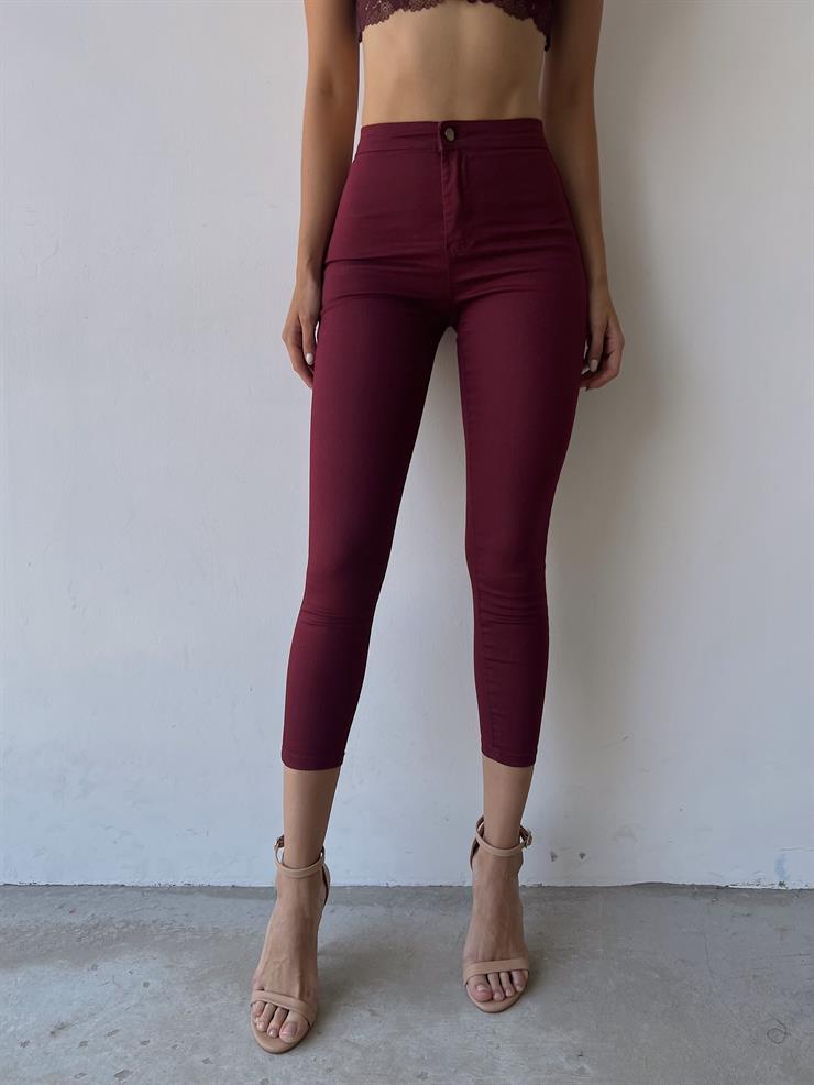 Basıc Yüksek Bel Toparlayıcı Kadın Kırmızı Pantolon 20Y000110