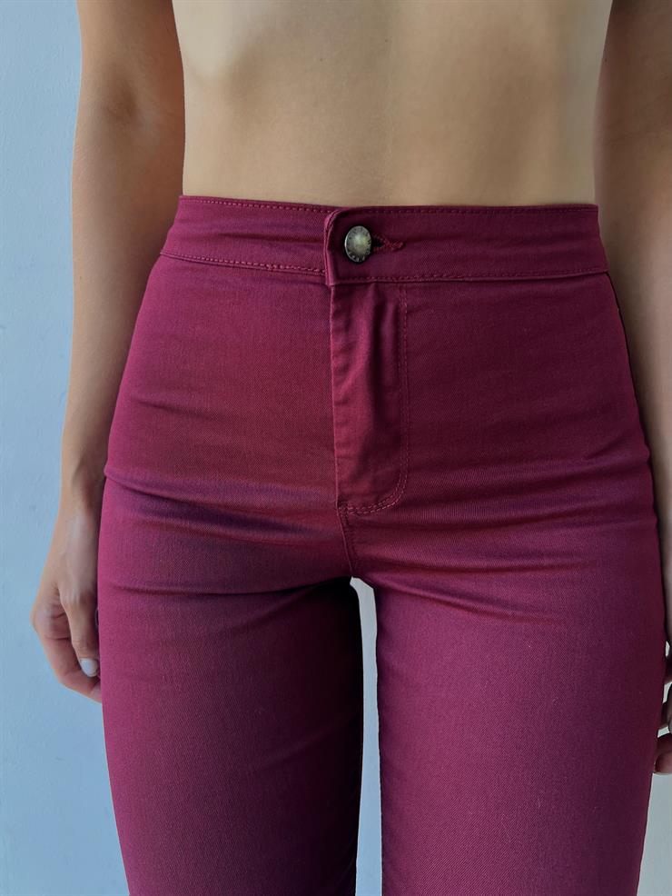 Basıc Yüksek Bel Toparlayıcı Kadın Kırmızı Pantolon 20Y000110