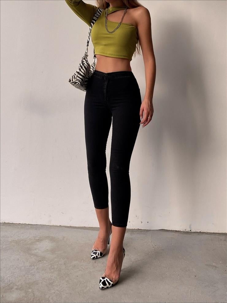 Basıc Yüksek Bel Toparlayıcı Kadın Siyah Pantolon 20Y000110