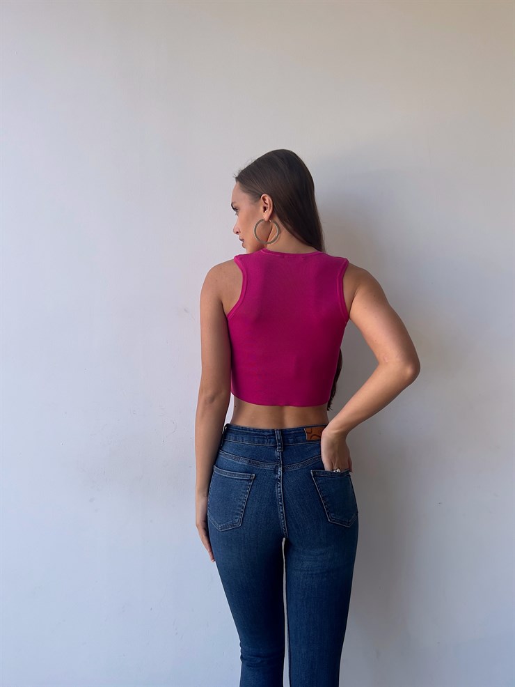 Bel Detaylı Delson Kadın Fuşya Crop 23K000138