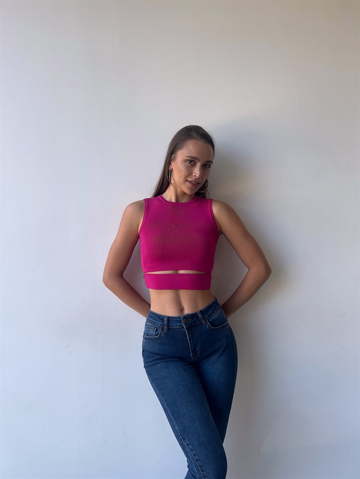 Bel Detaylı Delson Kadın Fuşya Crop 23K000138