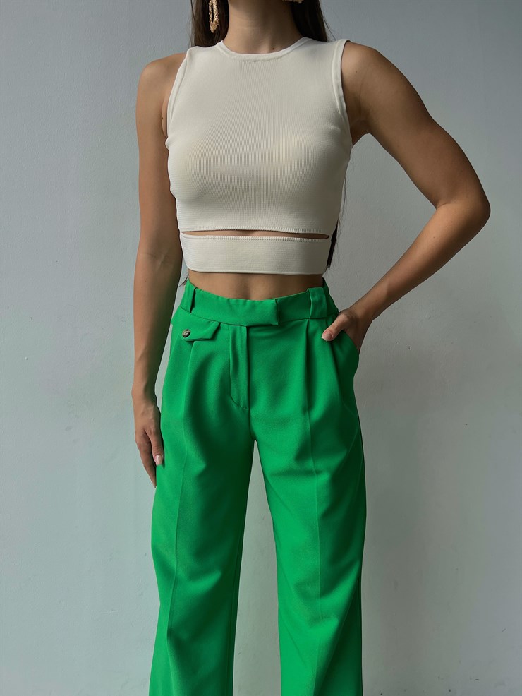 Bel Detaylı Delson Kadın Krem Crop 23K000138