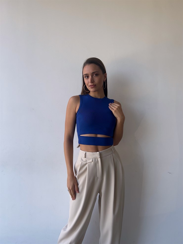 Bel Detaylı Delson Kadın Saks Crop 23K000138
