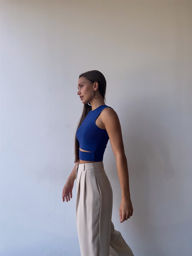 Bel Detaylı Delson Kadın Saks Crop 23K000138