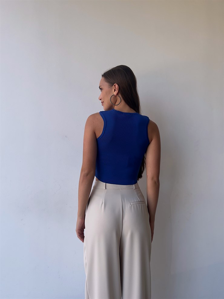 Bel Detaylı Delson Kadın Saks Crop 23K000138