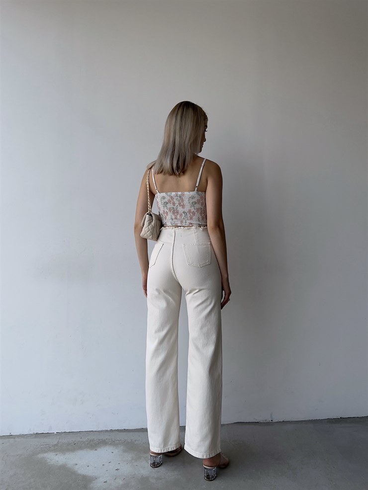 Bel Püskül Metal Düğmeli Carson Kadın Taş Palazzo Jean 22Y000070