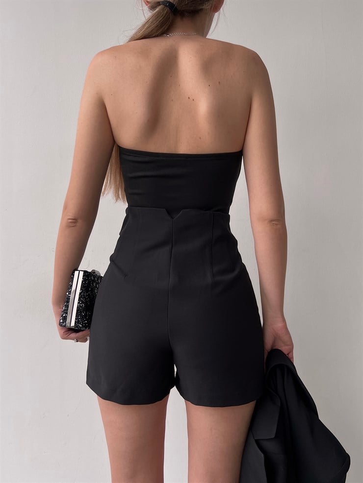 Beli Dikiş Detaylı Yüksek Bel Jerry Kadın Siyah Şort 22Y000144