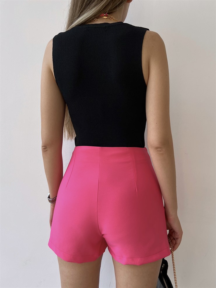 Beli Drape Önden Kapaklı Liana Kadın Pembe Şort Etek 22Y000253