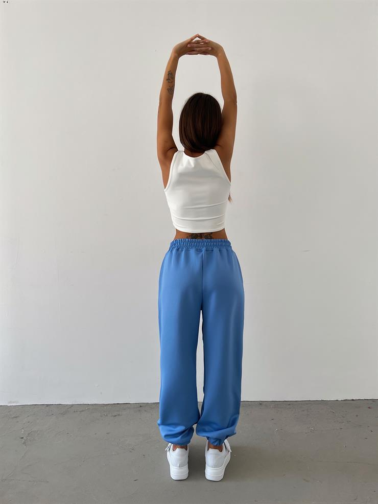 Beli Ve Paçası Lastikli Çıtçıt Kapamalı Orya Kadın Mavi Pantolon 23K000482