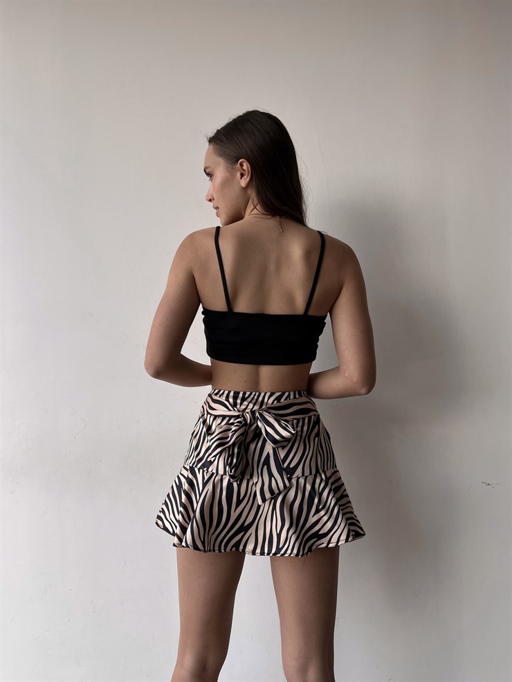 Yüksek Bel Eteği Volanlı Bertal Kadın Kahve Şort Etek 23K000384