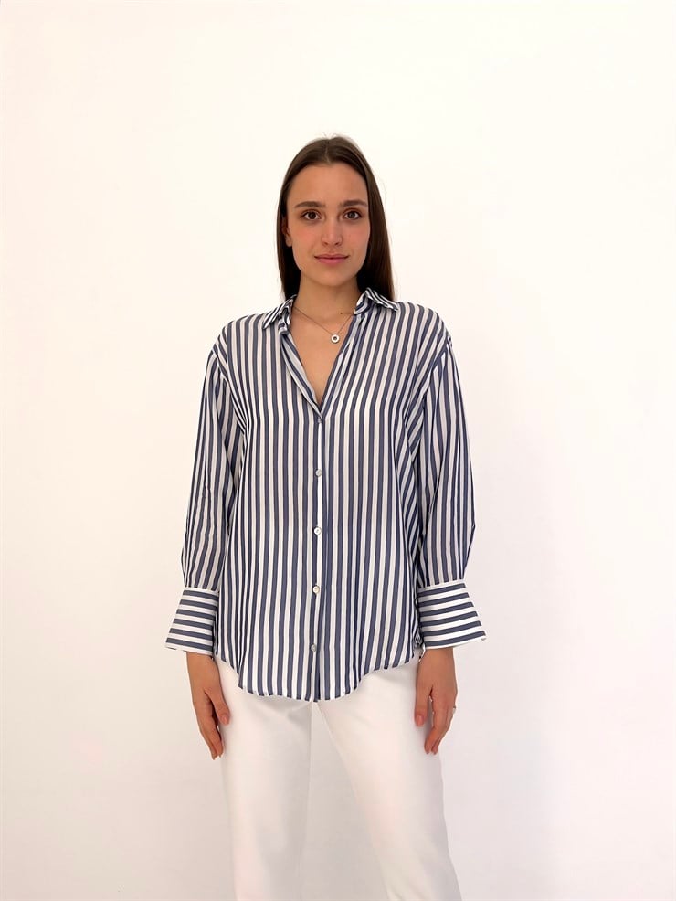 Çizgili Betham Kadın Renkli Gömlek 23K000430