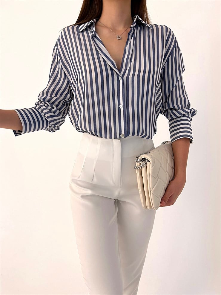 Çizgili Betham Kadın Renkli Gömlek 23K000430