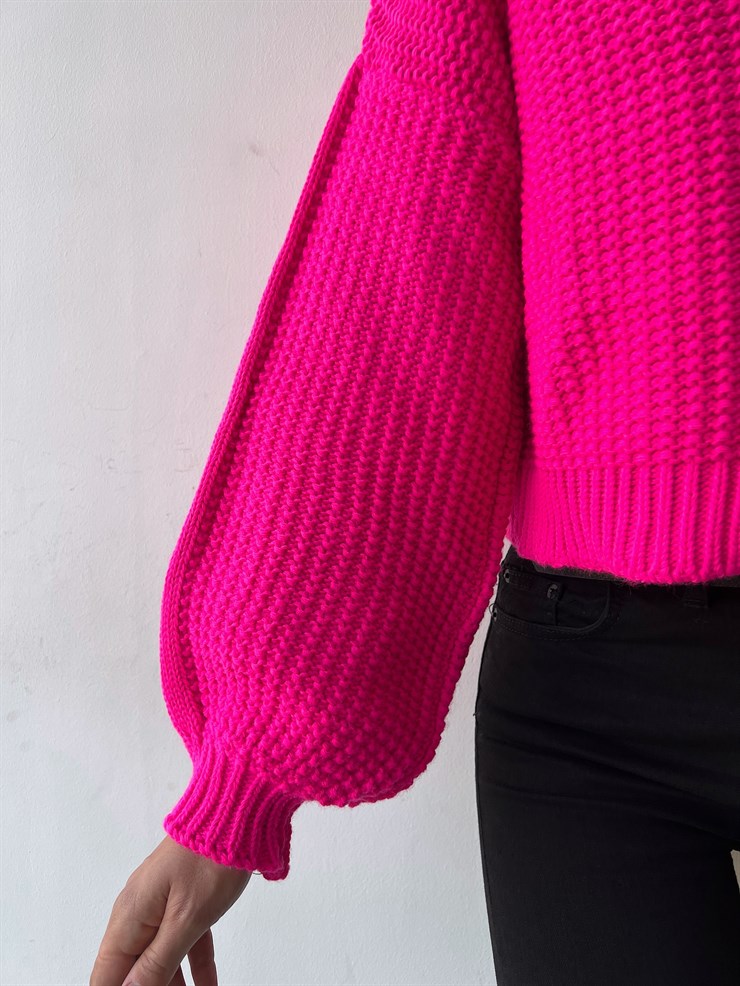 Bisiklet Yaka Andreia Kadın Fuşya Kazak 23K000195