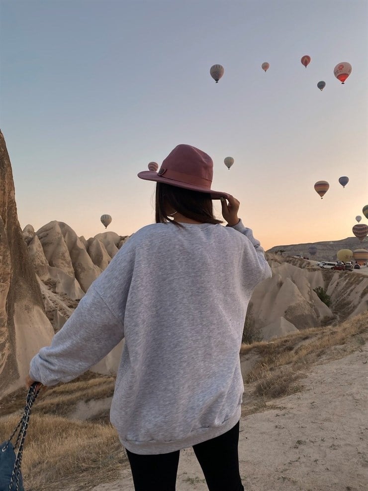 Bisiklet Yaka Texas Baskılı Kadın Gri Sweat 22K000009