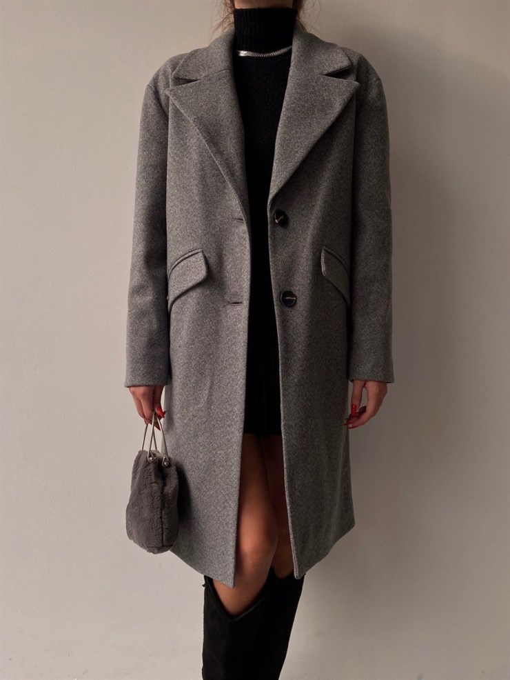 Boyfriend Arka Yırtmaçlı Eliza Kadın Gri Kaban 22K000334