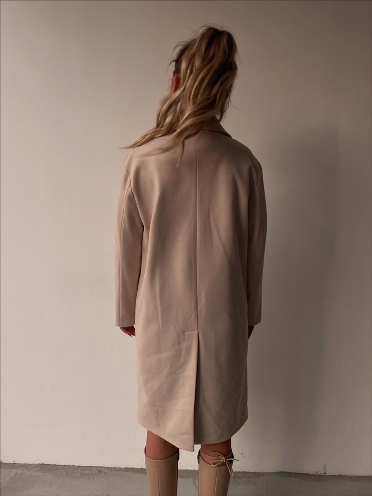 Boyfriend Arka Yırtmaçlı Eliza Kadın Taş Renk Kaban 22K000334