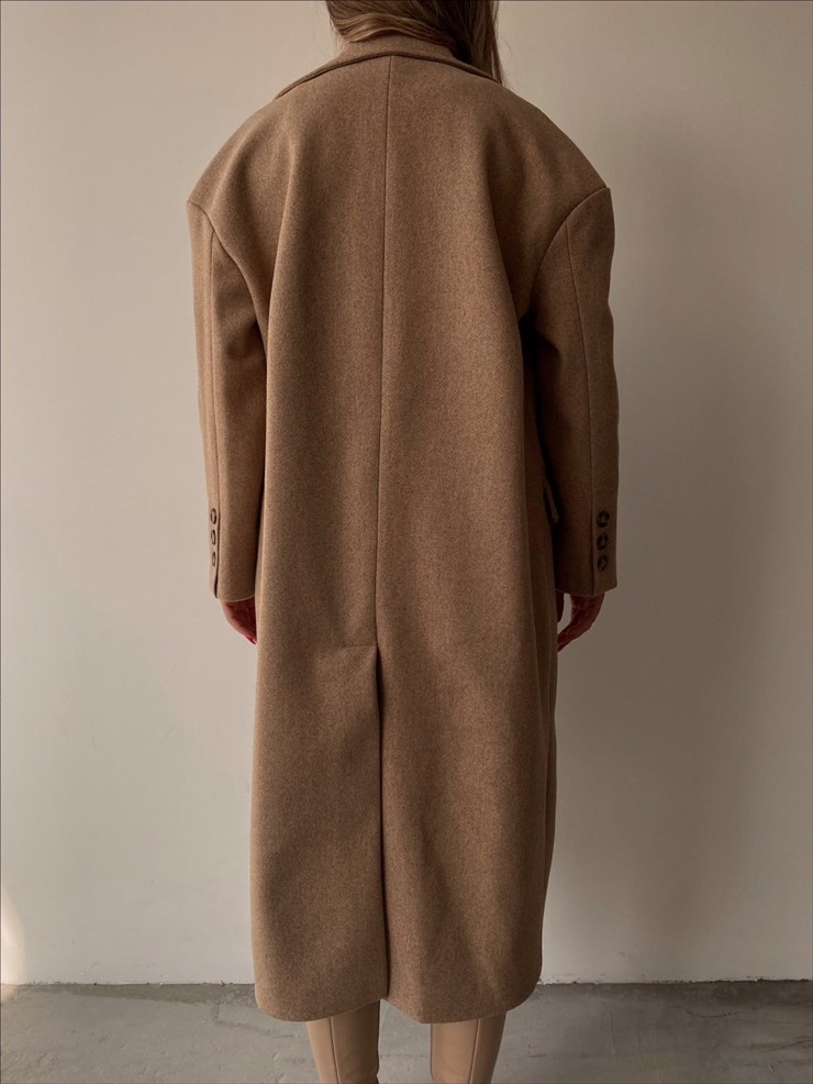 Boyfriend Arkası Yırtmaçlı Kaşe Breana Kadın Kahverengi Kaban 22K000356