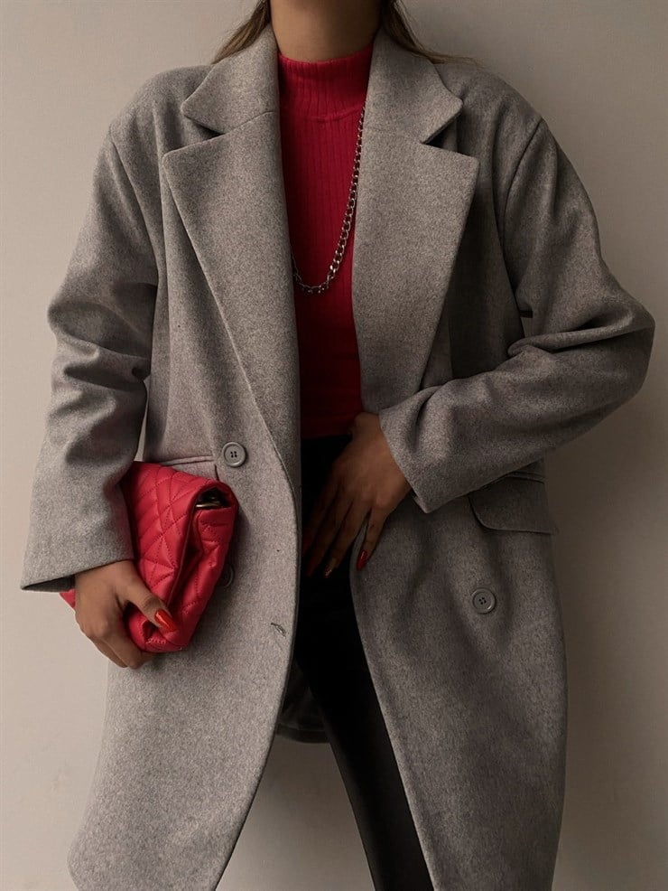 Boyfriend Kuruvaze Model Kaşe Daniela Kadın Gri Kaban 22K000309