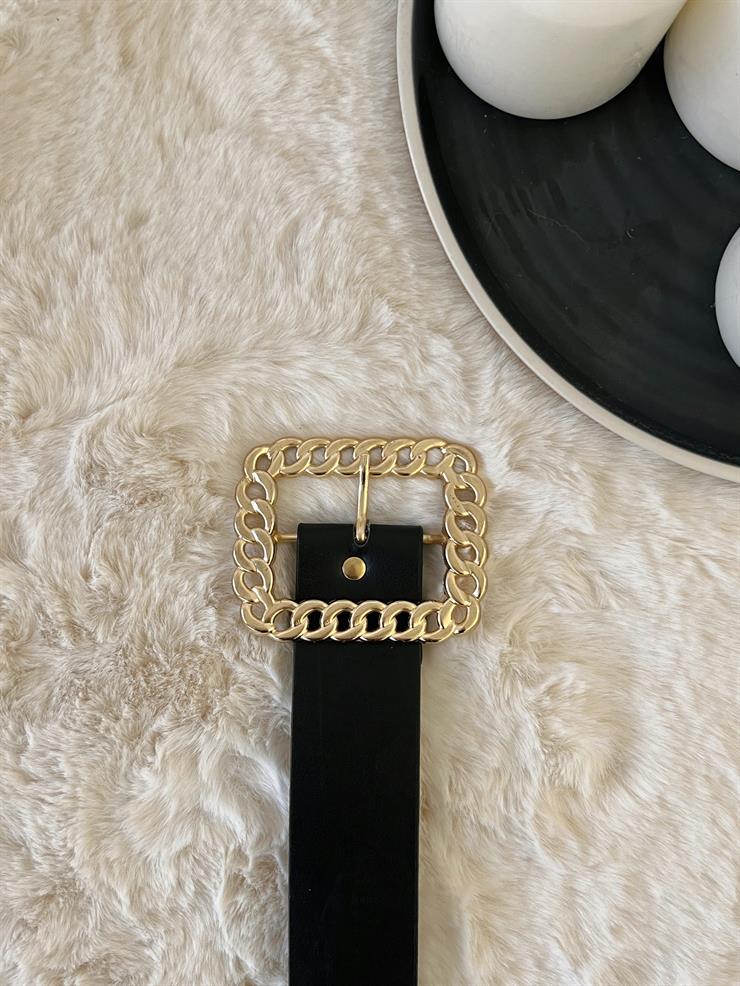 Büyük Tokalı Kadın Siyah Kemer 23Y000622