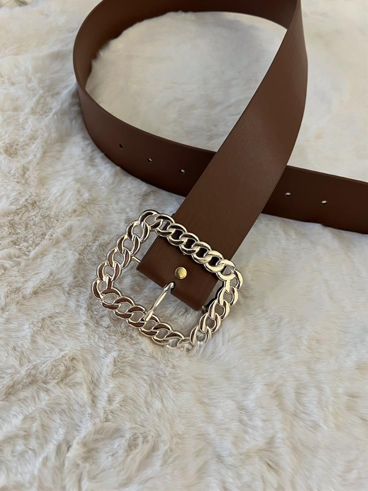 Büyük Tokalı Kadın Taba Kemer 23Y000622