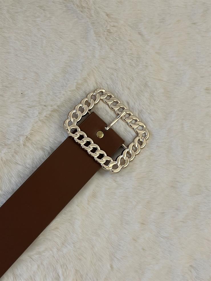 Büyük Tokalı Kadın Taba Kemer 23Y000622