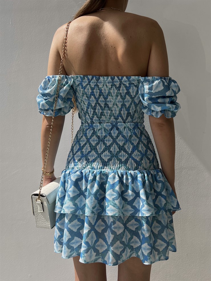 Çapraz Bağcık Açık Omuz Üst Fırfırlı Gipeli Alt Justus Kadın Mavi İkili Takım 22Y000330