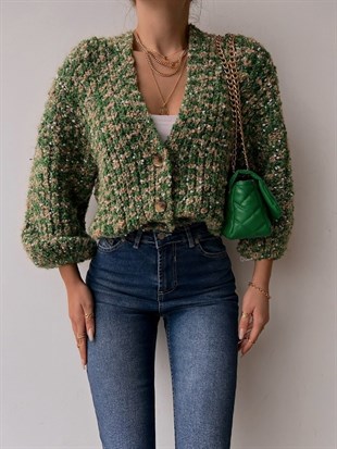 Kırçıllı Carlino Kadın Yeşil Hırka 22K000445