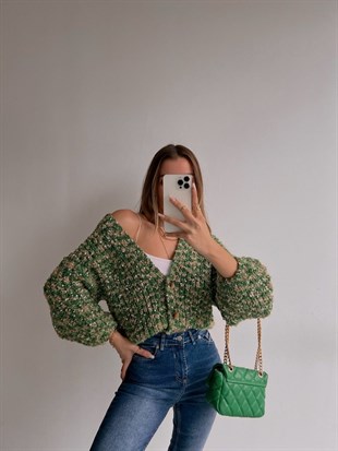 Kırçıllı Carlino Kadın Yeşil Hırka 22K000445