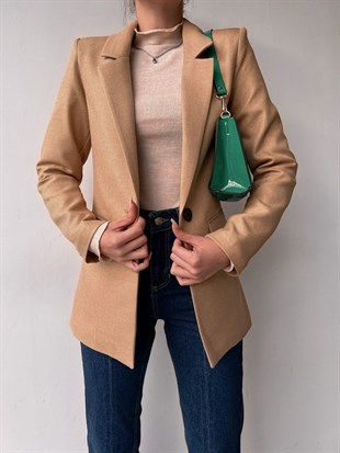 Blazer Tek Düğmeli Carlo Kadın Vizon Ceket 22K000478