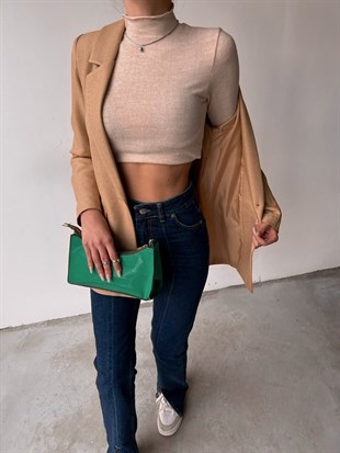 Blazer Tek Düğmeli Carlo Kadın Vizon Ceket 22K000478