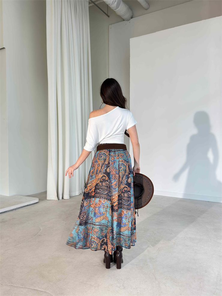 Desenli Süet Kemerli Tül Casandra Lacivert Kadın Etek 26Y153