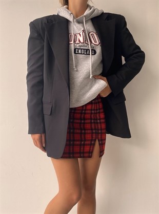 Vatkalı Cep Detaylı Kadın Siyah Blazer Ceket 22K000033