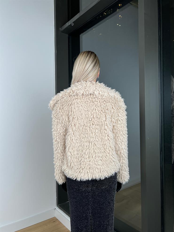 Cesar Tüylü Kadın Bej Mont 24k323