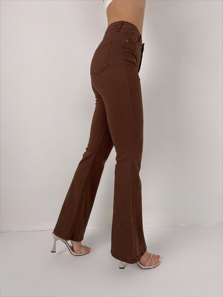 	İspanyol Paça Chelsea Kadın Kahve Jean 22K000460