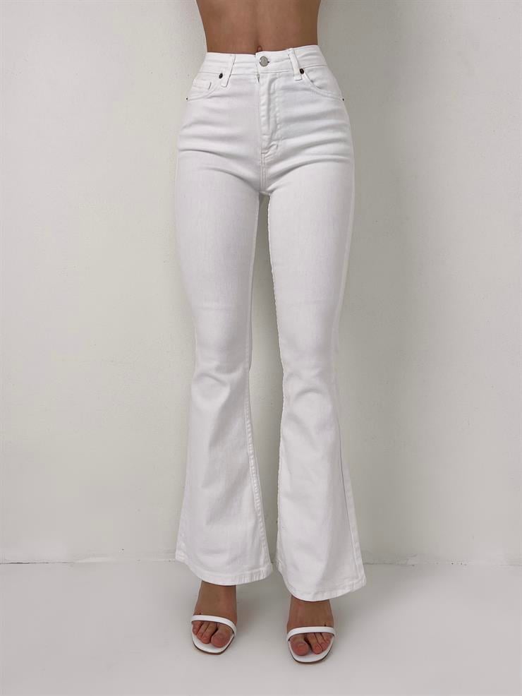 İspanyol Paça Chelsea Kadın Beyaz Jean 22K000460
