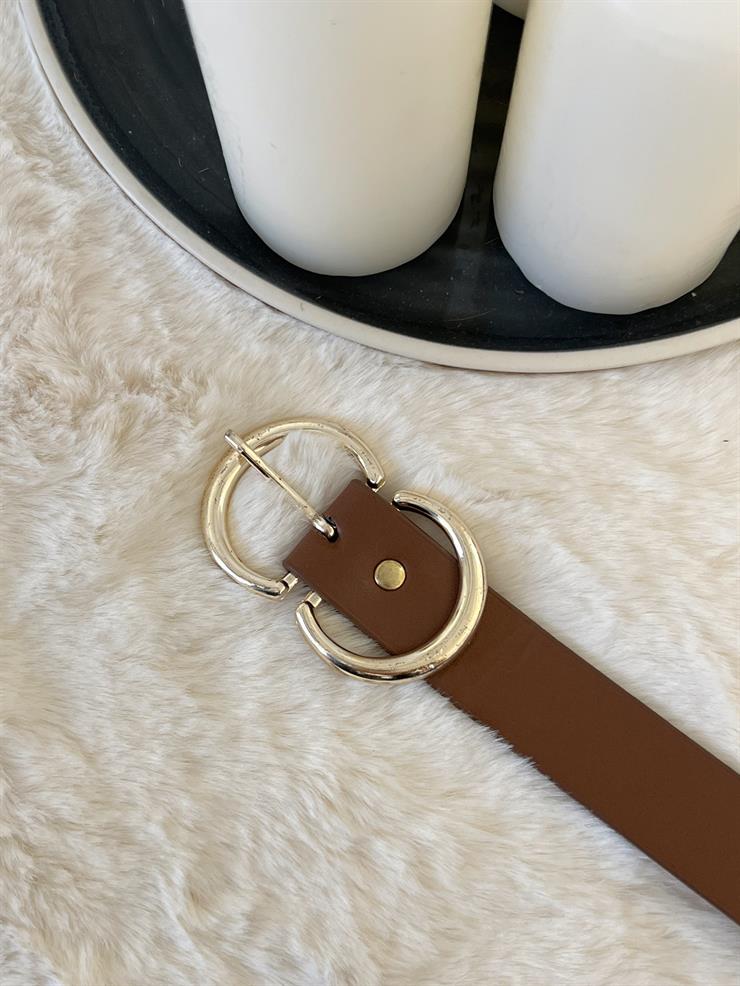 Çift Tokalı Kadın Taba Kemer 23Y000634