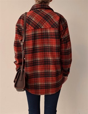 Ekose Önden Cepli Clarissa Kadın Turuncu Ceket 22K000358